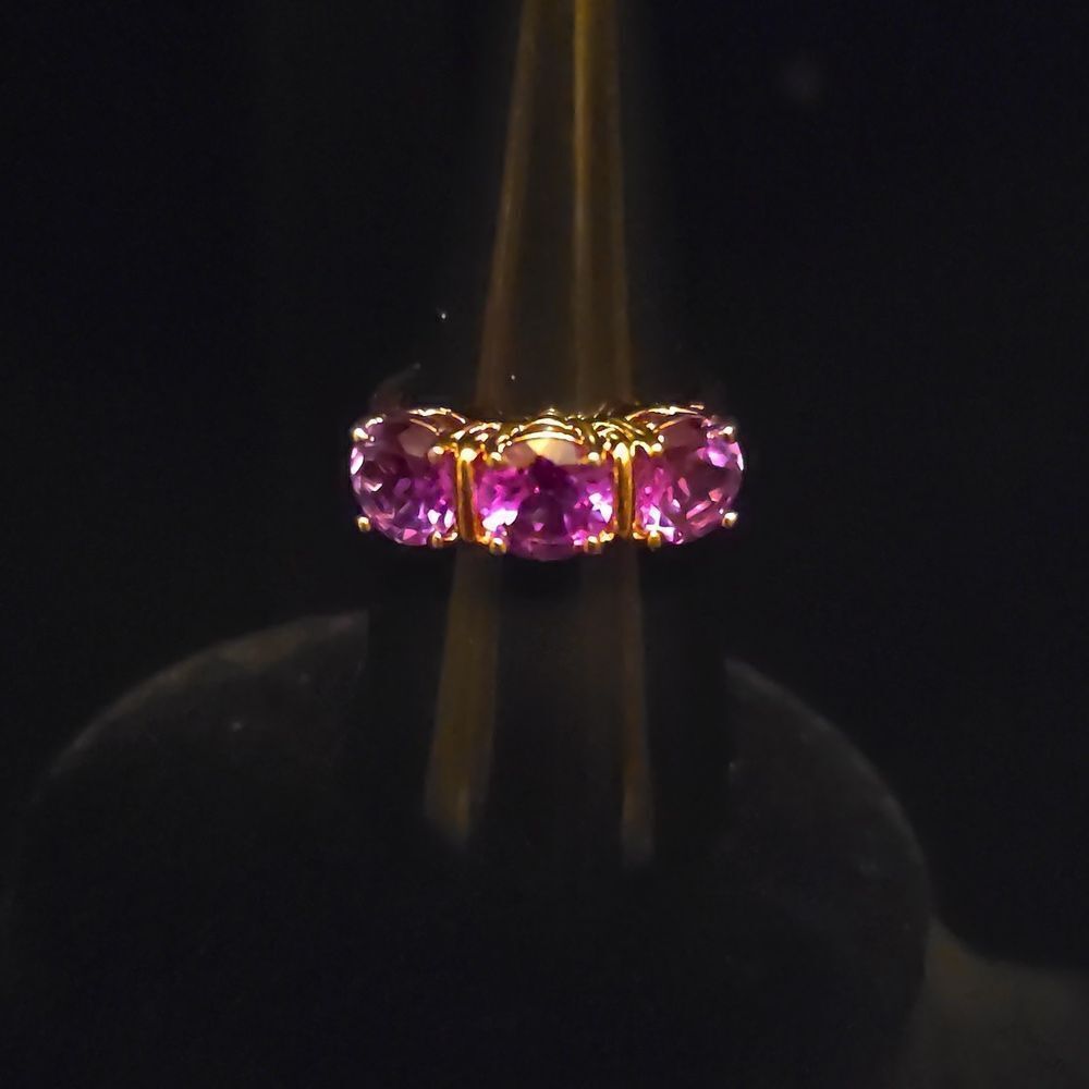 Amethyst Gold Plated Sterling Silver Ring! Stamped 925 China. Size 8.